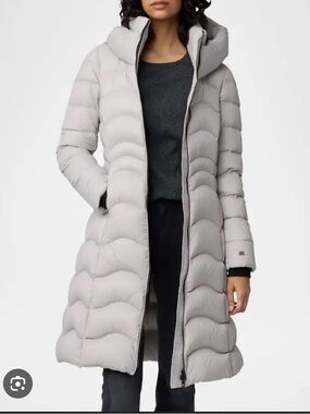 Brand New Soia & Kyo Lita-V Long Down Puffer Coat with Hood in Stone.